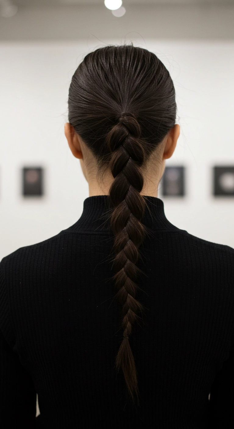 Sleek Low Three-Strand Braid for Long Straight Hair