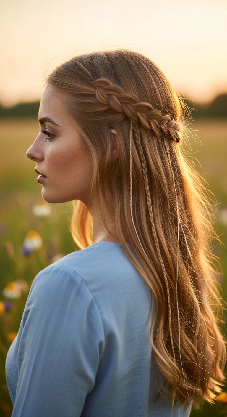 Boho Dutch Crown Braid with Micro Accent Plaits