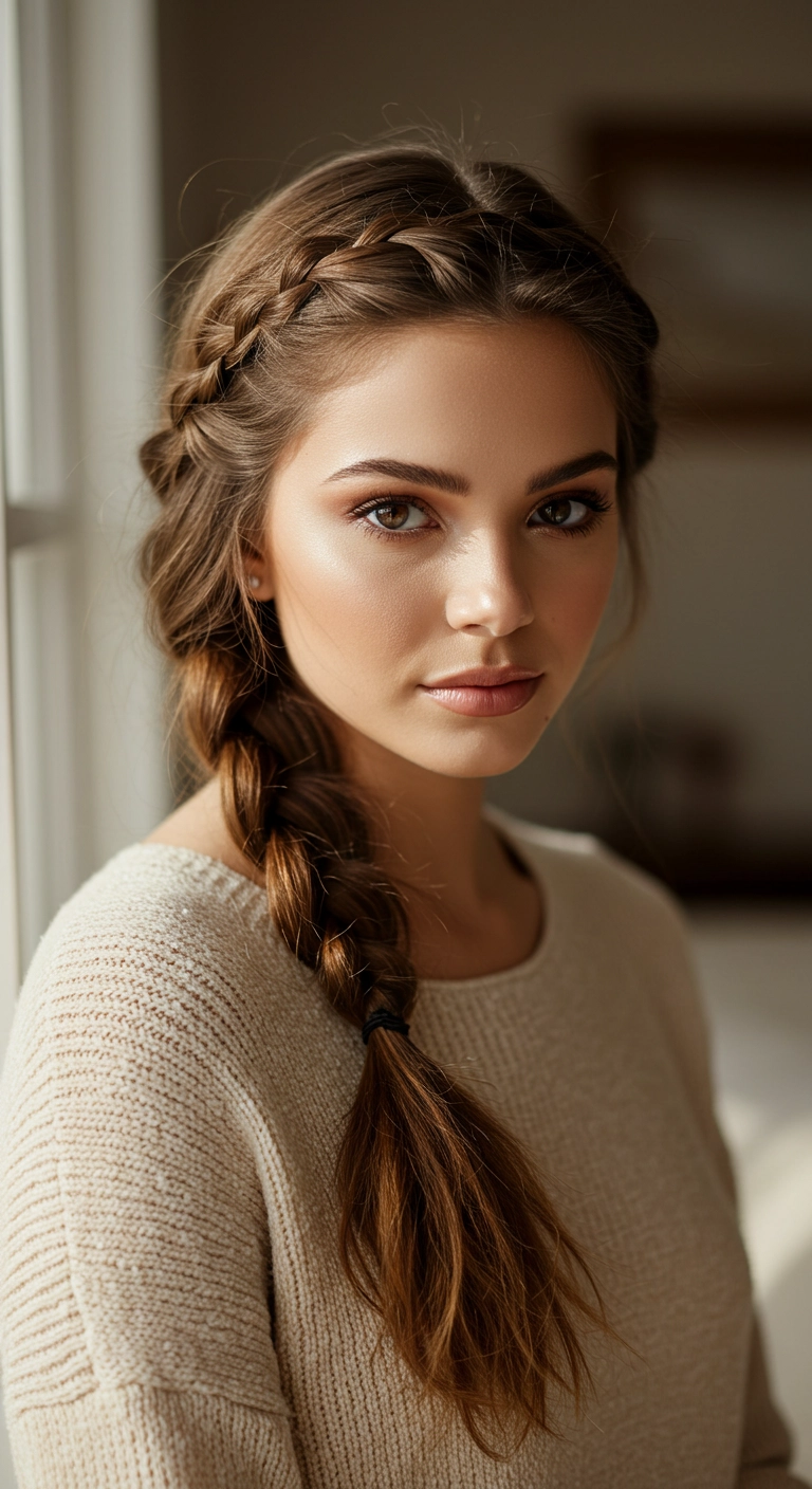 Romantic Crown Dutch Braid into Side Plait