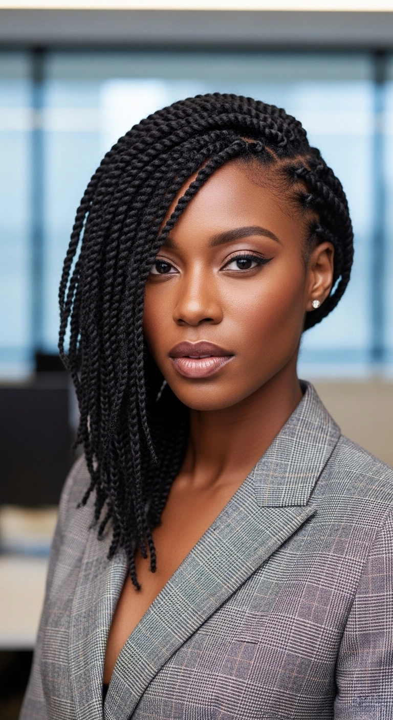 Asymmetrical Senegalese Twist Bob