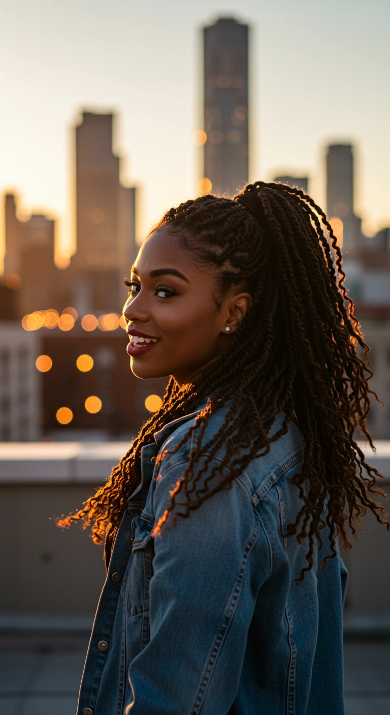 High Ponytail Long Rope Twists with Curly Ends