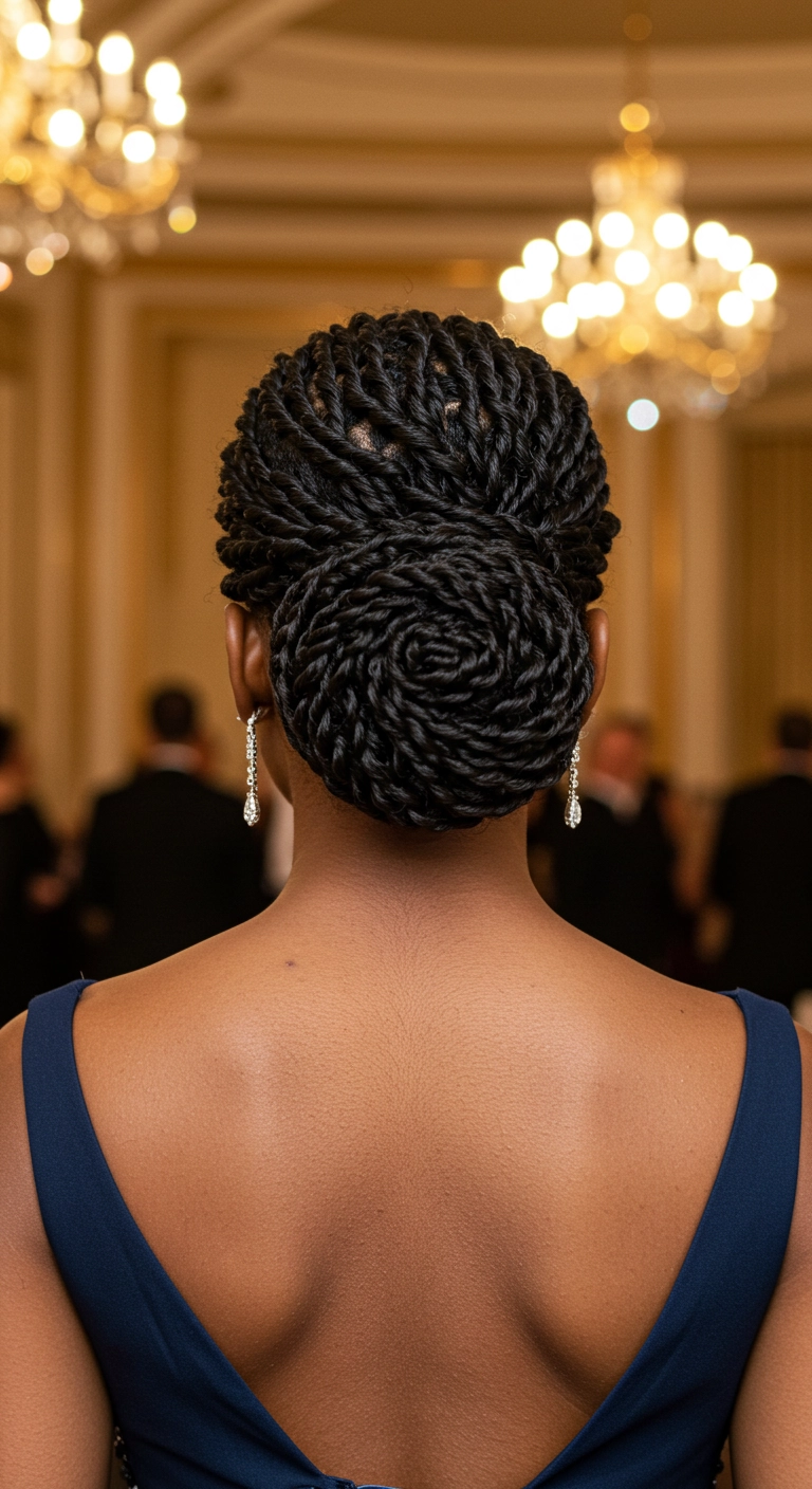 Sculpted Twisted Rosette Low Chignon