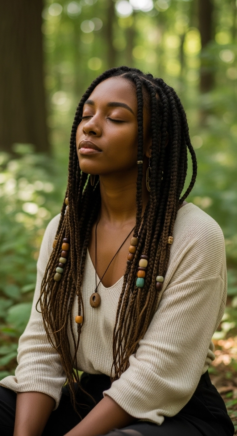 Earthy Beaded Ombre Box Braids