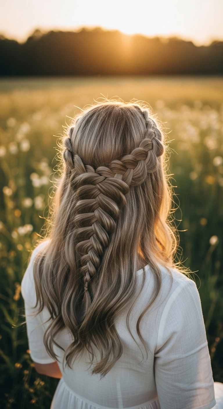 Half-Up Dutch Crown and Fishtail Braid