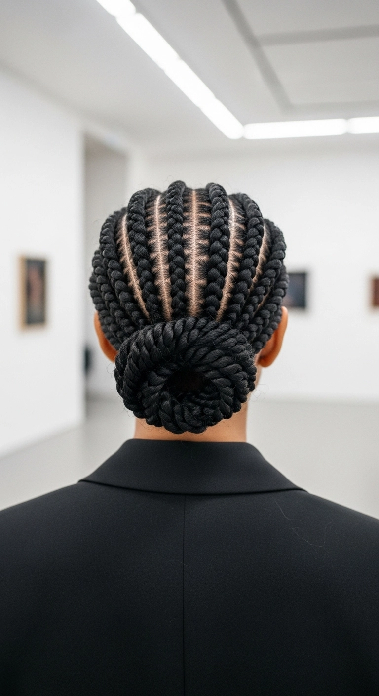 Sculptural Cornrow Low Chignon Bun