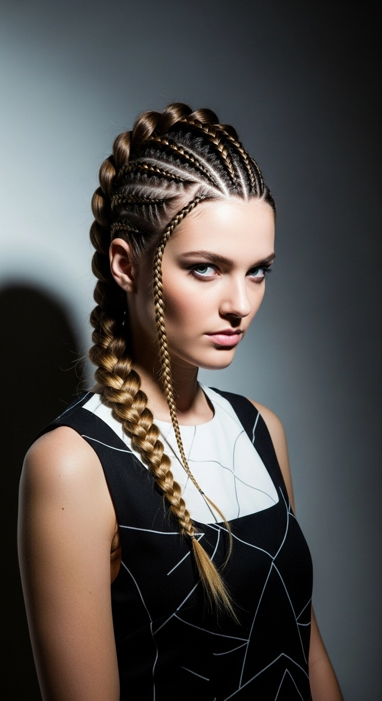 Fierce Dutch Mohawk Braid with Precision Cornrows