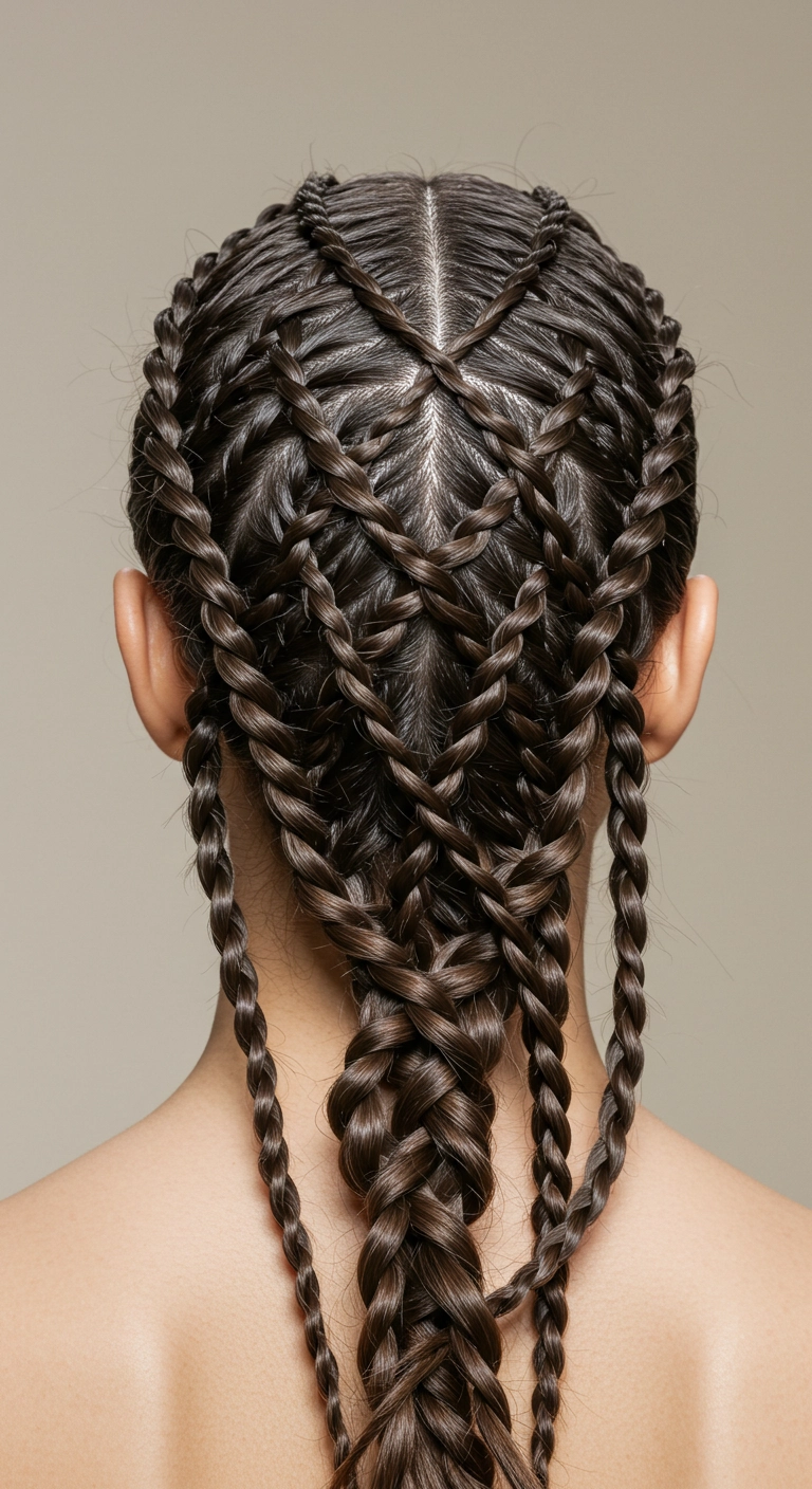 Geometric Lattice Cage Braids for Long Hair