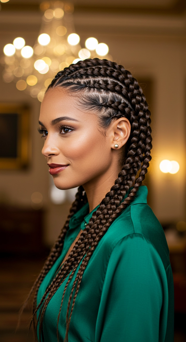 Sleek Straight-Back Feed-In Cornrows