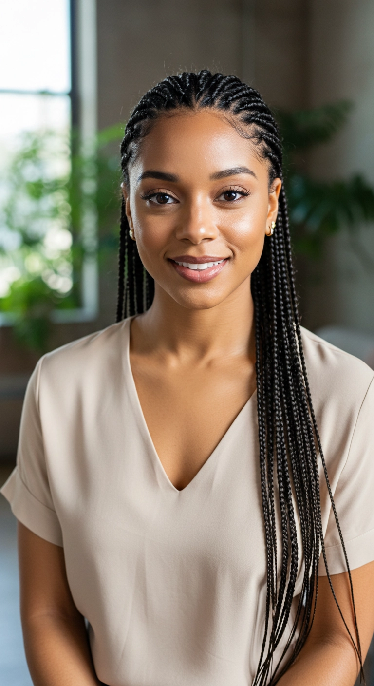Sleek Micro Cornrow Feed-In Braids