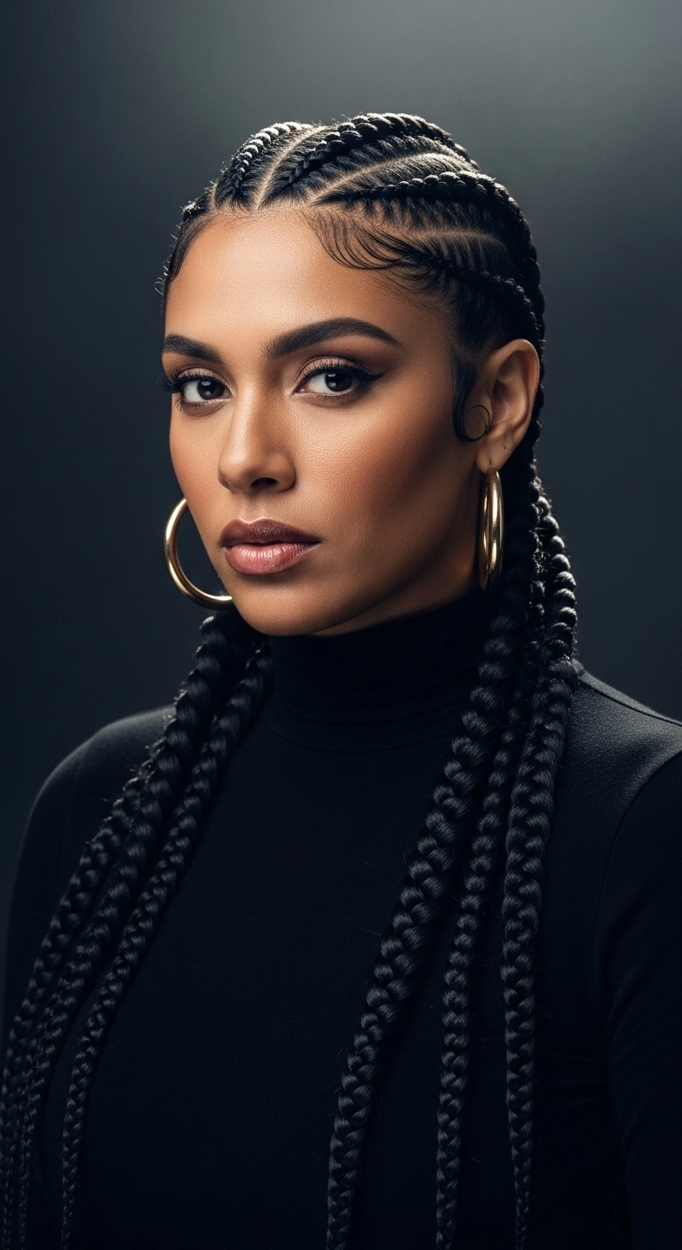 Sleek Straight-Back Cornrows with Sculpted Edges