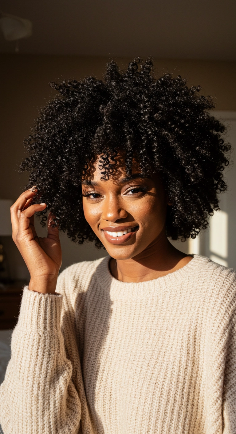 Defined 3C/4A Rounded Curly Bob with Wispy Tendrils