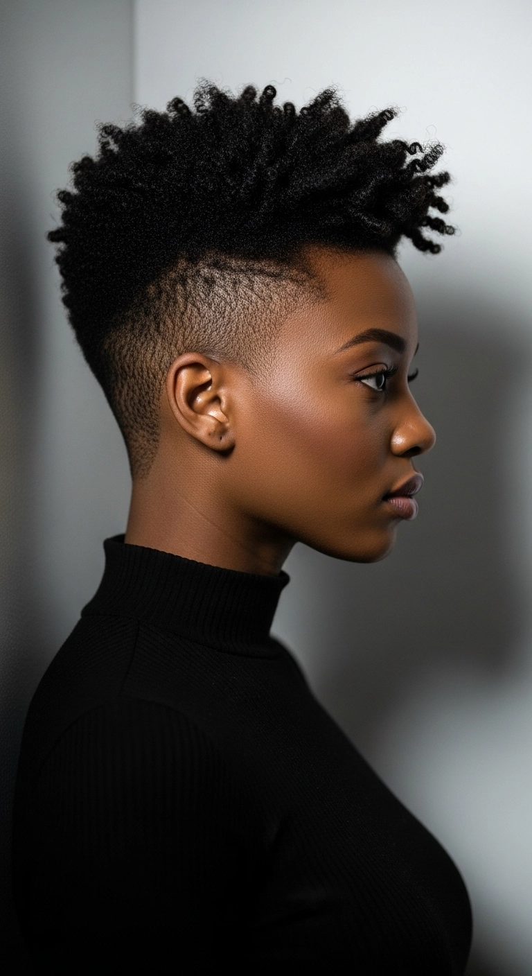 Coily Tapered Pixie Fade for 4A/4B Hair