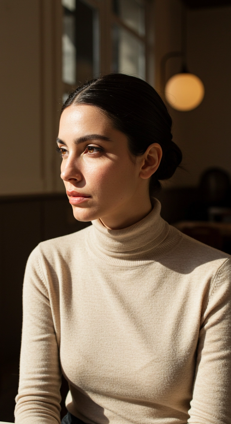 Sleek Low Bun with Clean Center Part