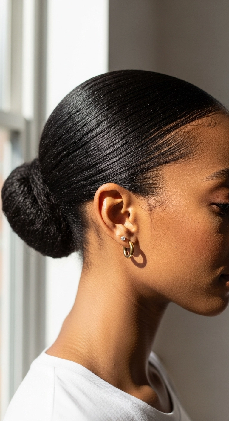 Ultra-Sleek Low Chignon Bun