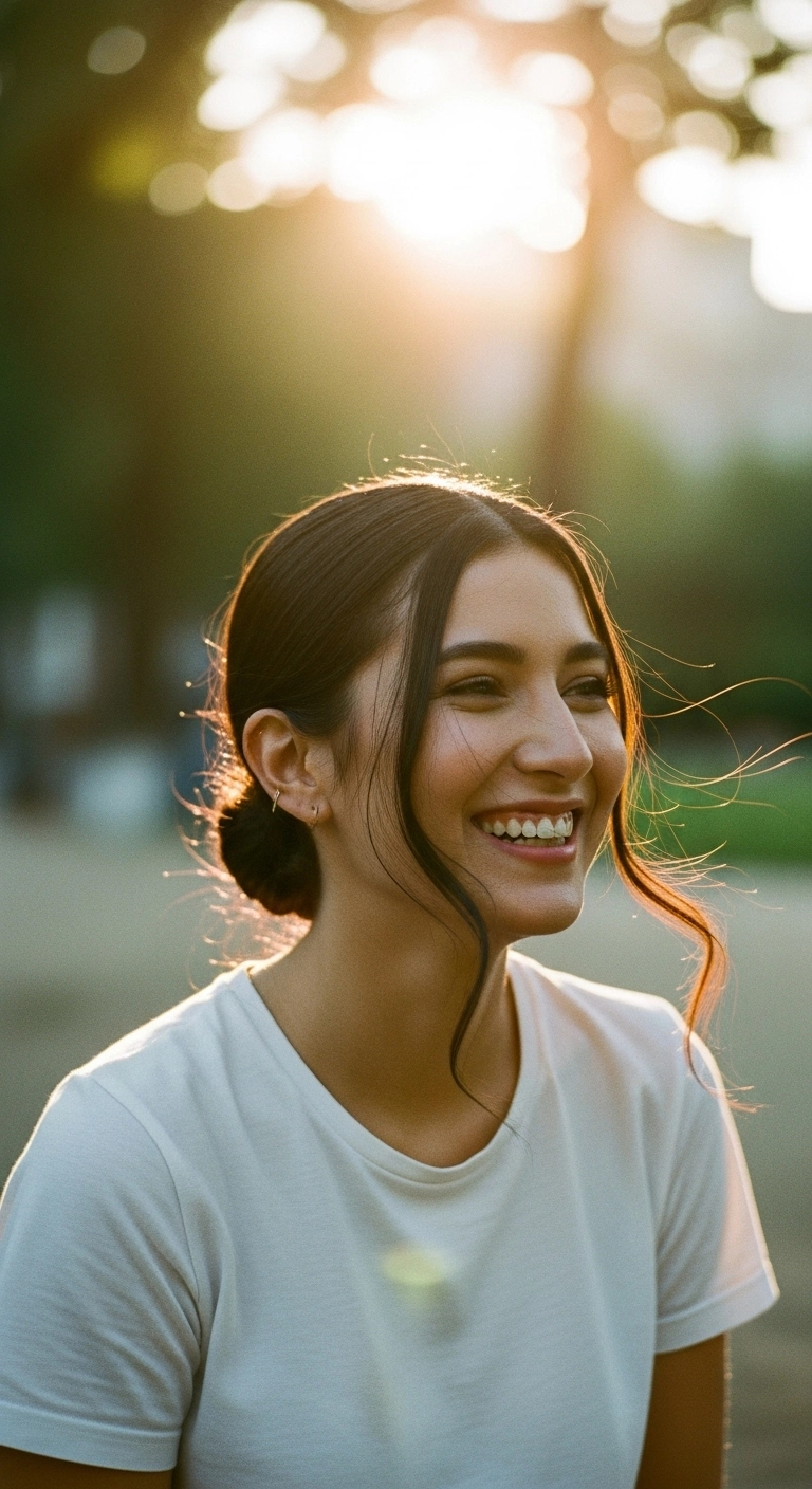 Effortless Low Bun with Romantic Face-Framing Waves