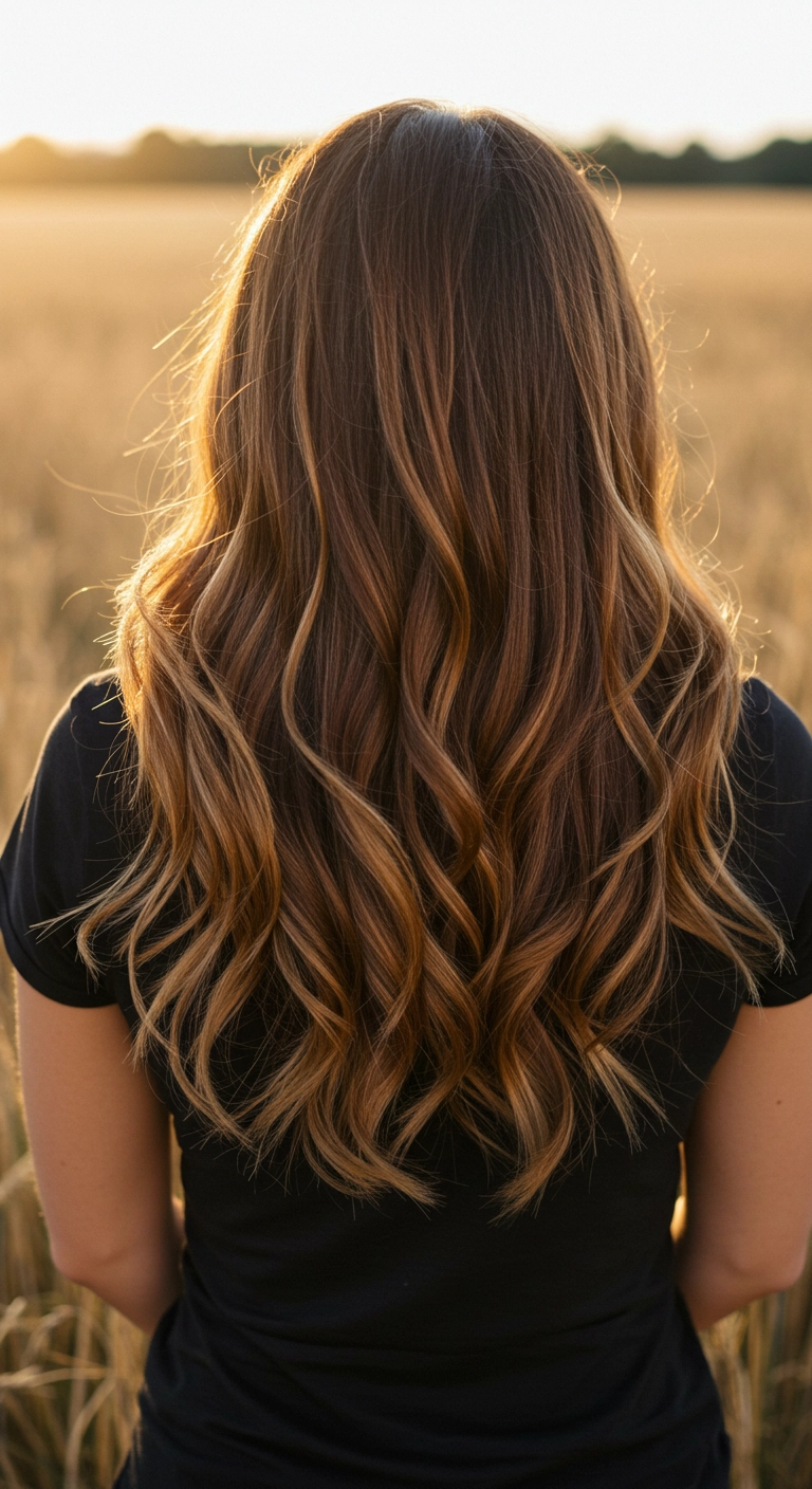 Sun-Kissed Honey Balayage Waves with Long Layers