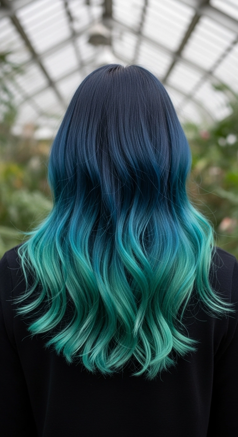 Oceanic Blue-to-Mint Gradient Color Melt Waves