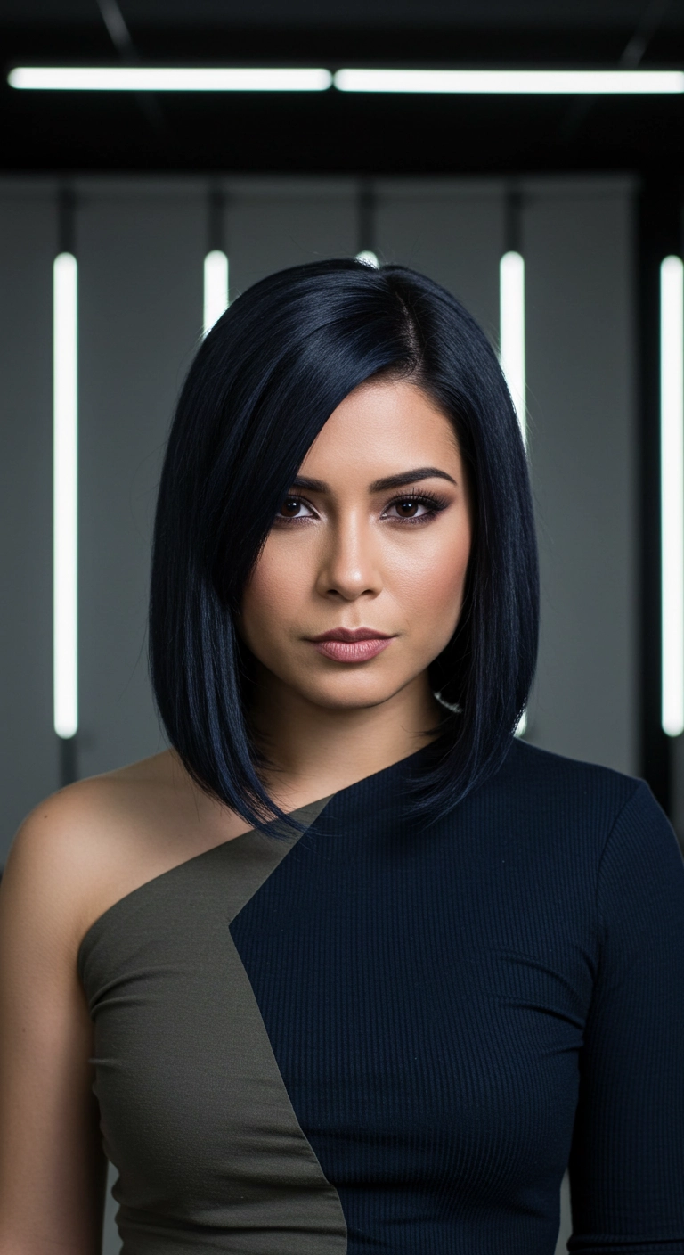 Midnight Blue-Black Sleek Lob