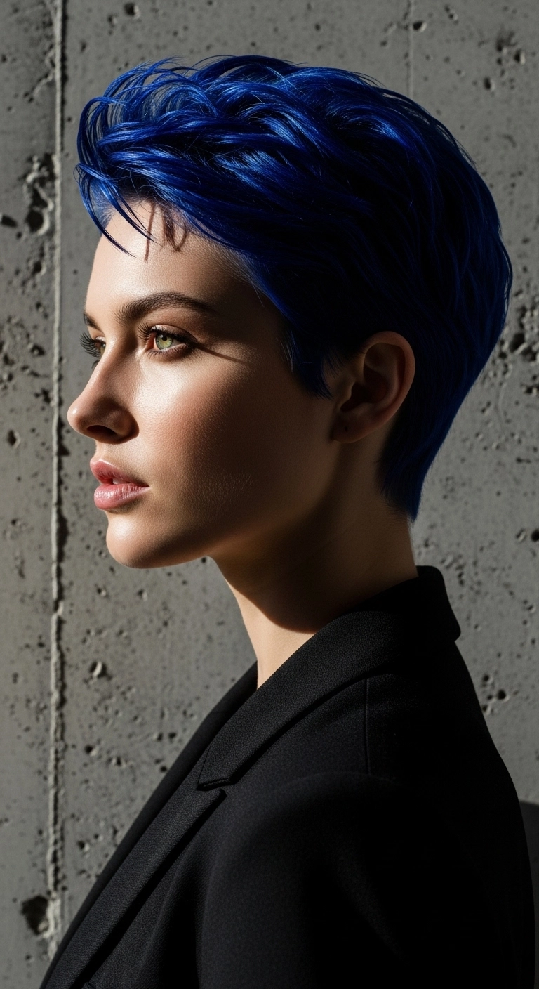 Electric Cobalt Textured Pixie Cut