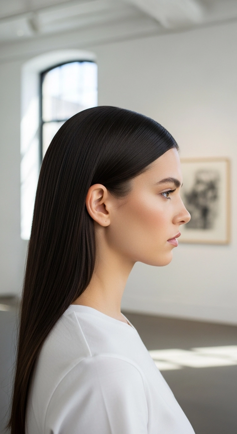 Liquid Glass Ultra-Sleek Brunette Blowout