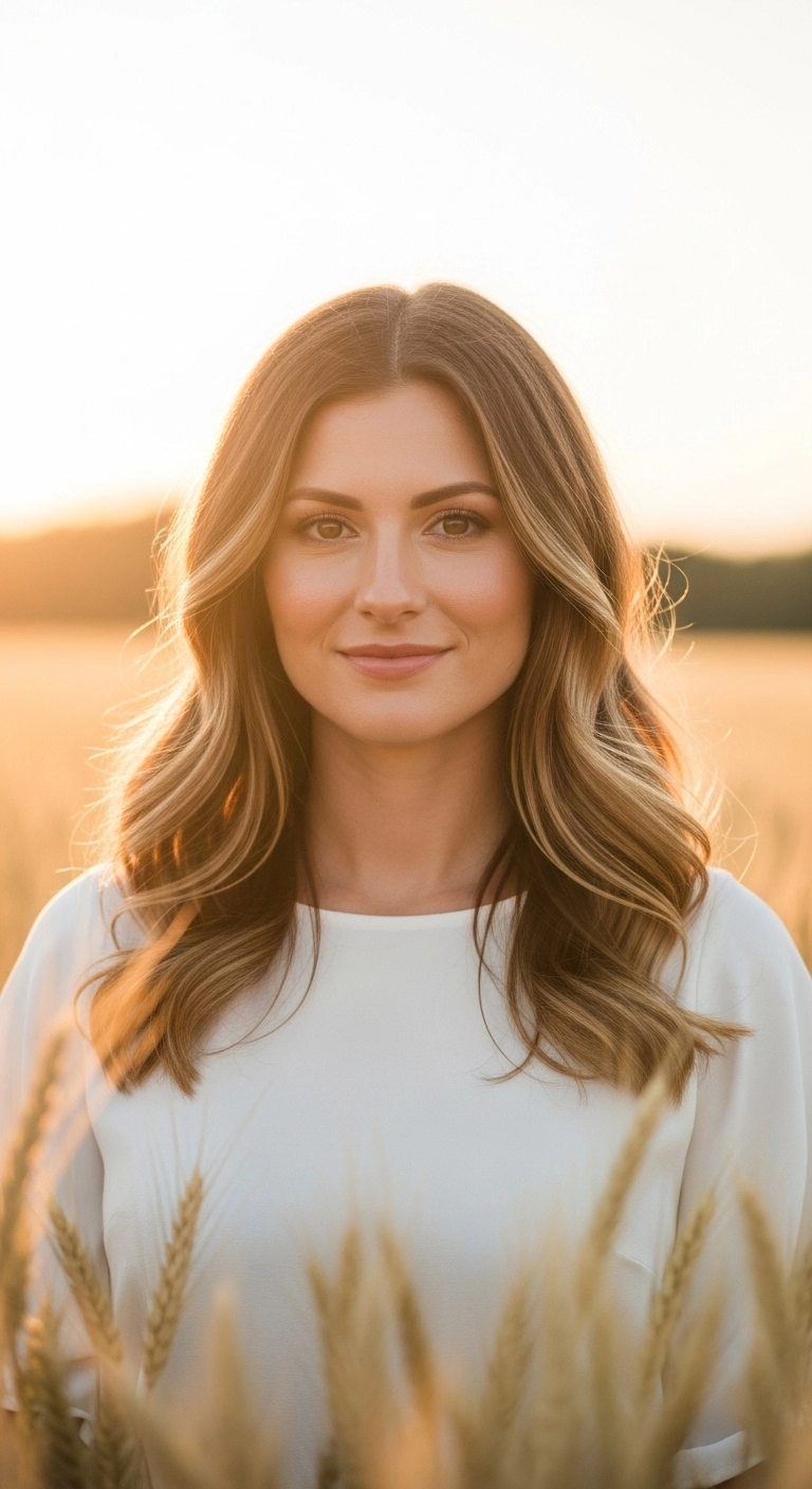 Sun-Kissed Honey Balayage Waves with Face-Framing Layers