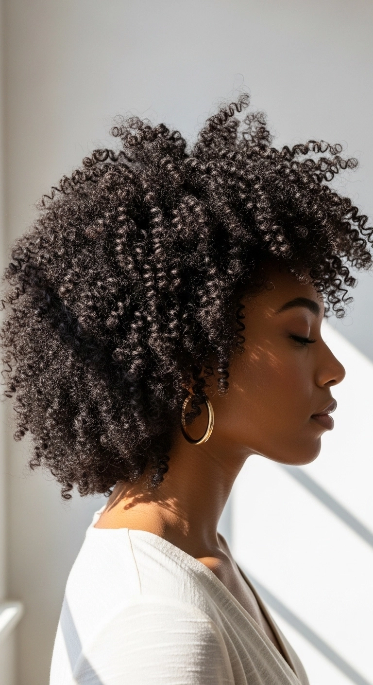 Voluminous Defined 3C/4A Coily Tapered Bob