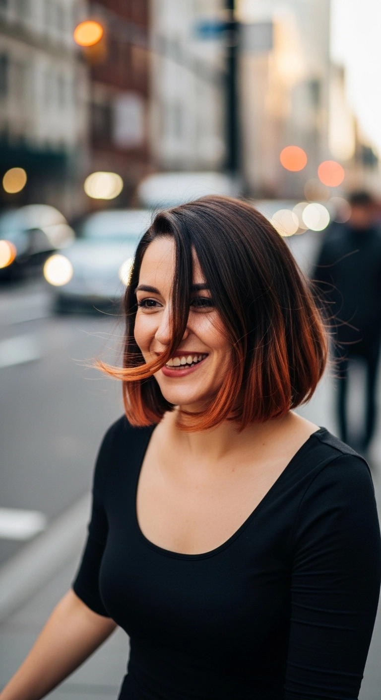 Blunt Bob with Copper Ombre Ends
