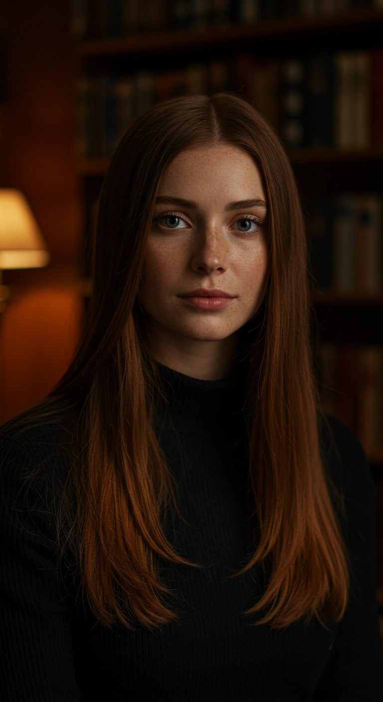 Glossy Auburn Blowout with Face-Framing Layers
