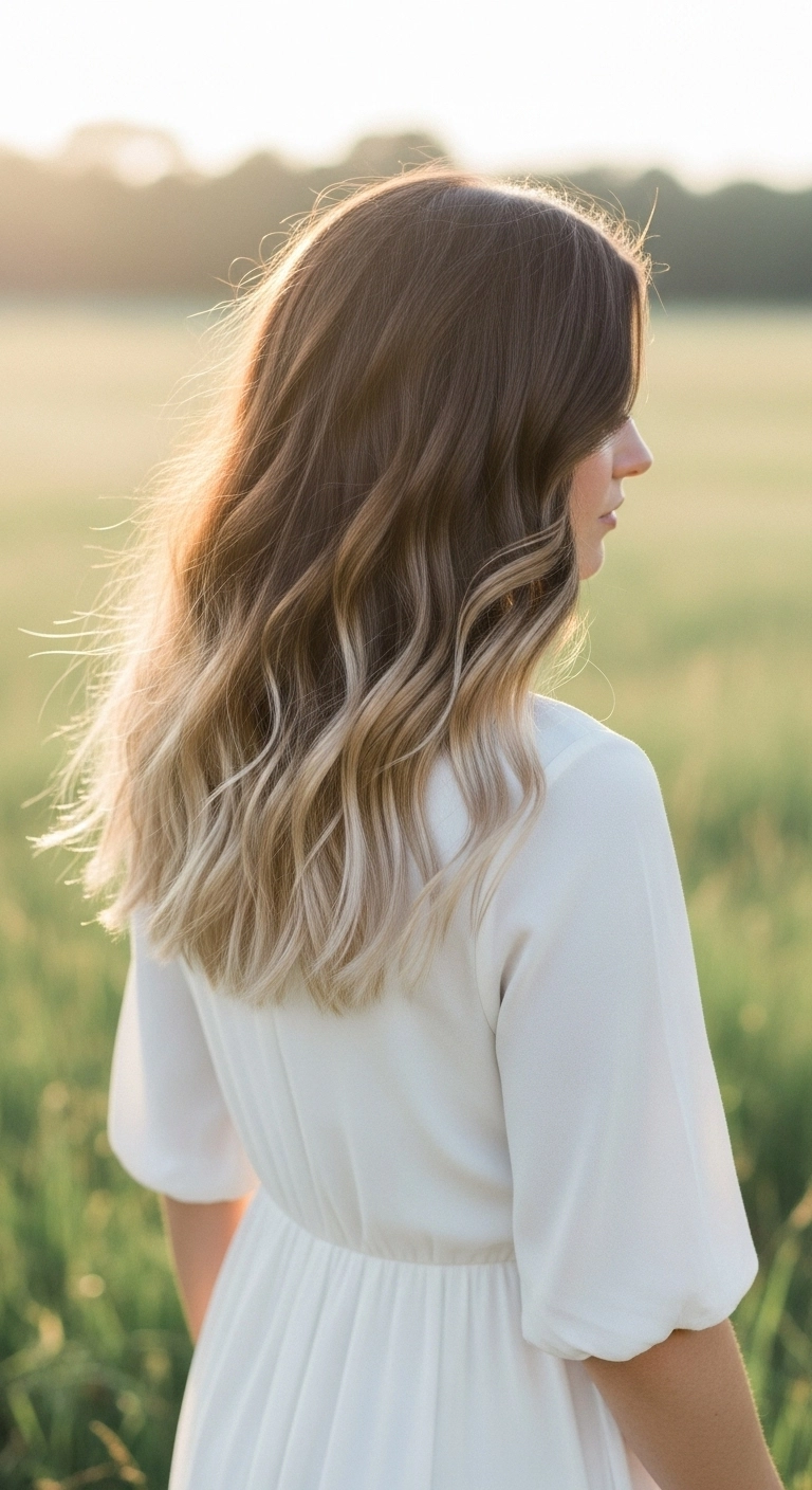 Sun-Kissed Brown to Blonde Ombre Waves