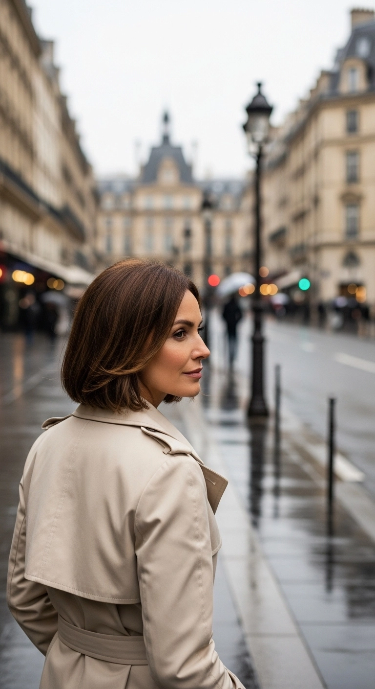 Classic Parisian Chocolate Brown Bob Blowout