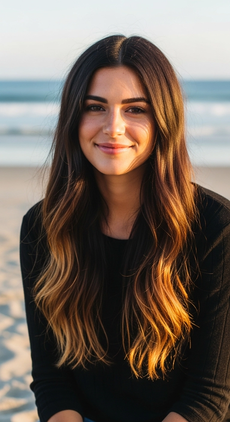 Sun-Kissed Golden Ombre Beach Waves
