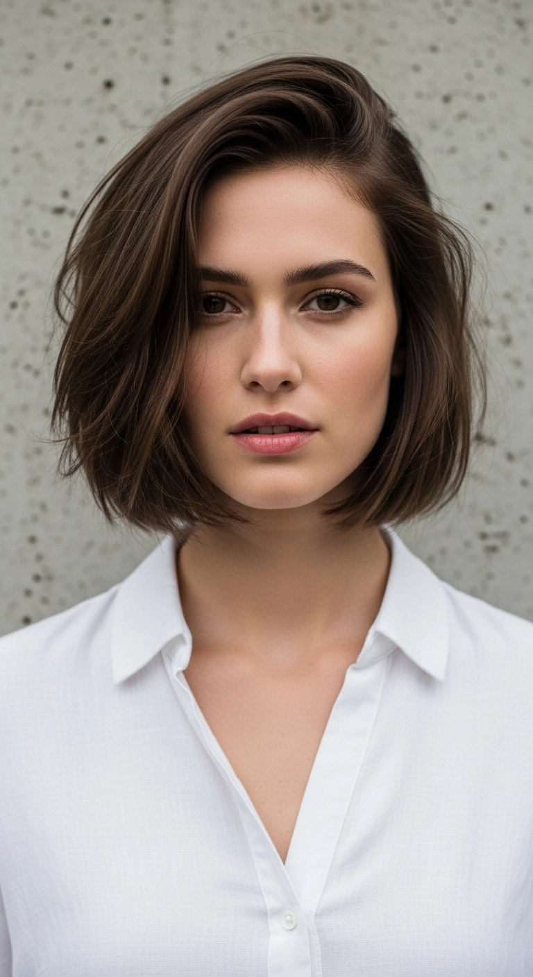 Effortless Side-Parted French Bob Blowout