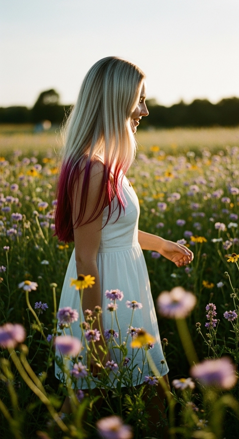 Platinum Blonde with Magenta Dip-Dyed Ends