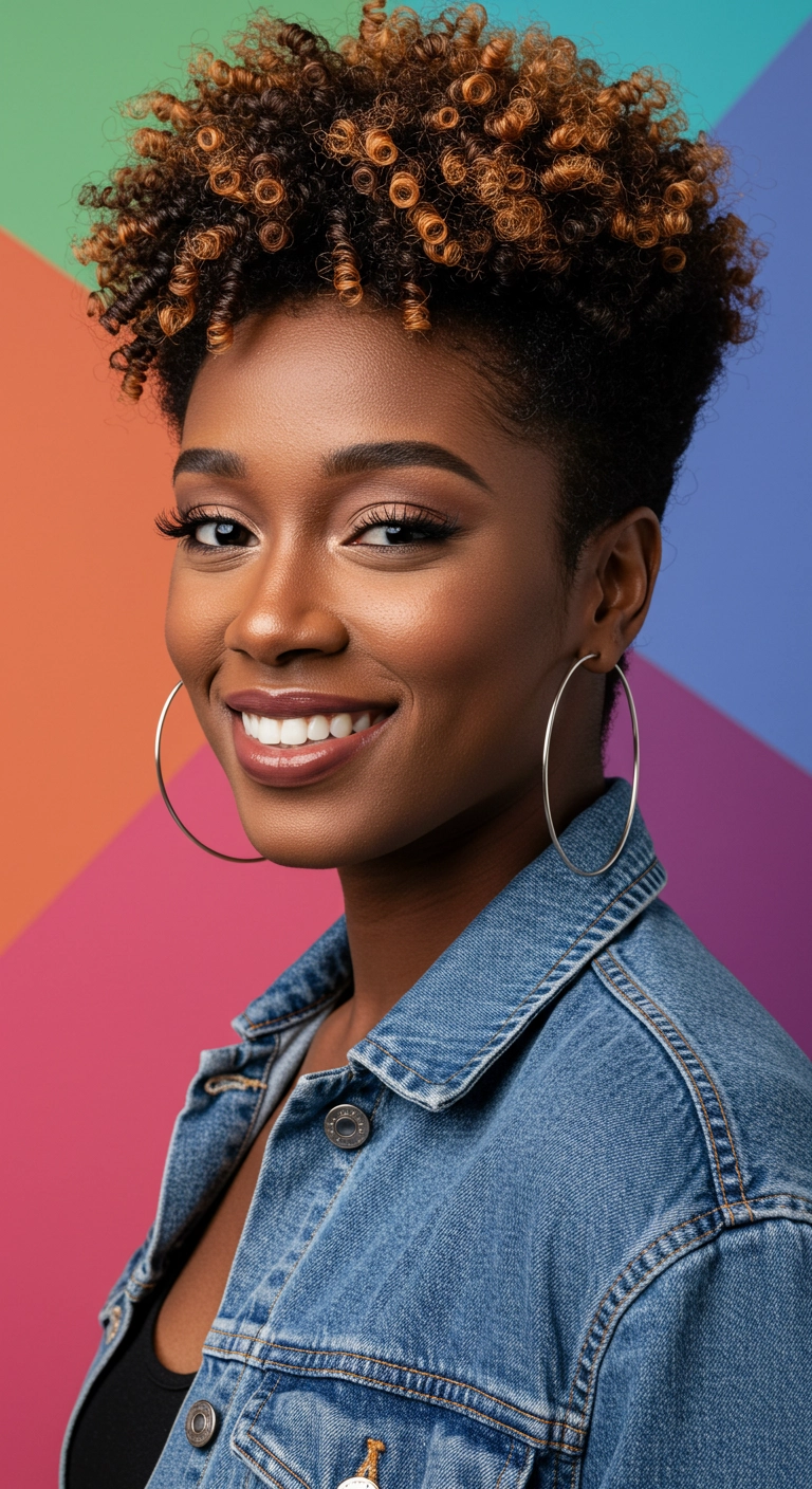 Honey-Tipped Coily Pixie Cut for Natural Hair