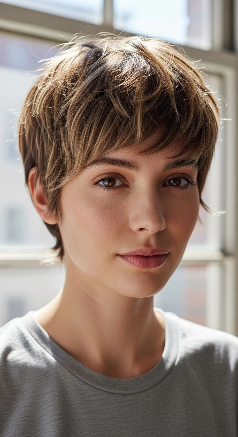 Piecey Textured Pixie Cut with Dimensional Babylights