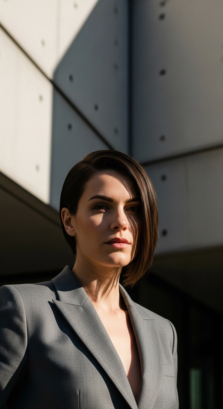 Sleek Deep Side-Part Asymmetrical Chin Bob