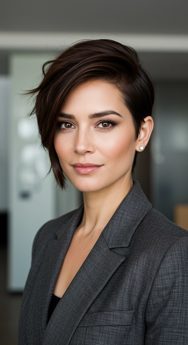Chic Asymmetrical Pixie Cut with Deep Side Part