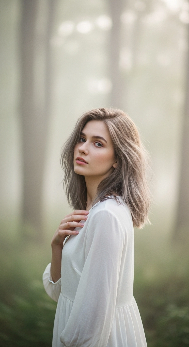 Cool Mushroom Ash Brown Collarbone Lob