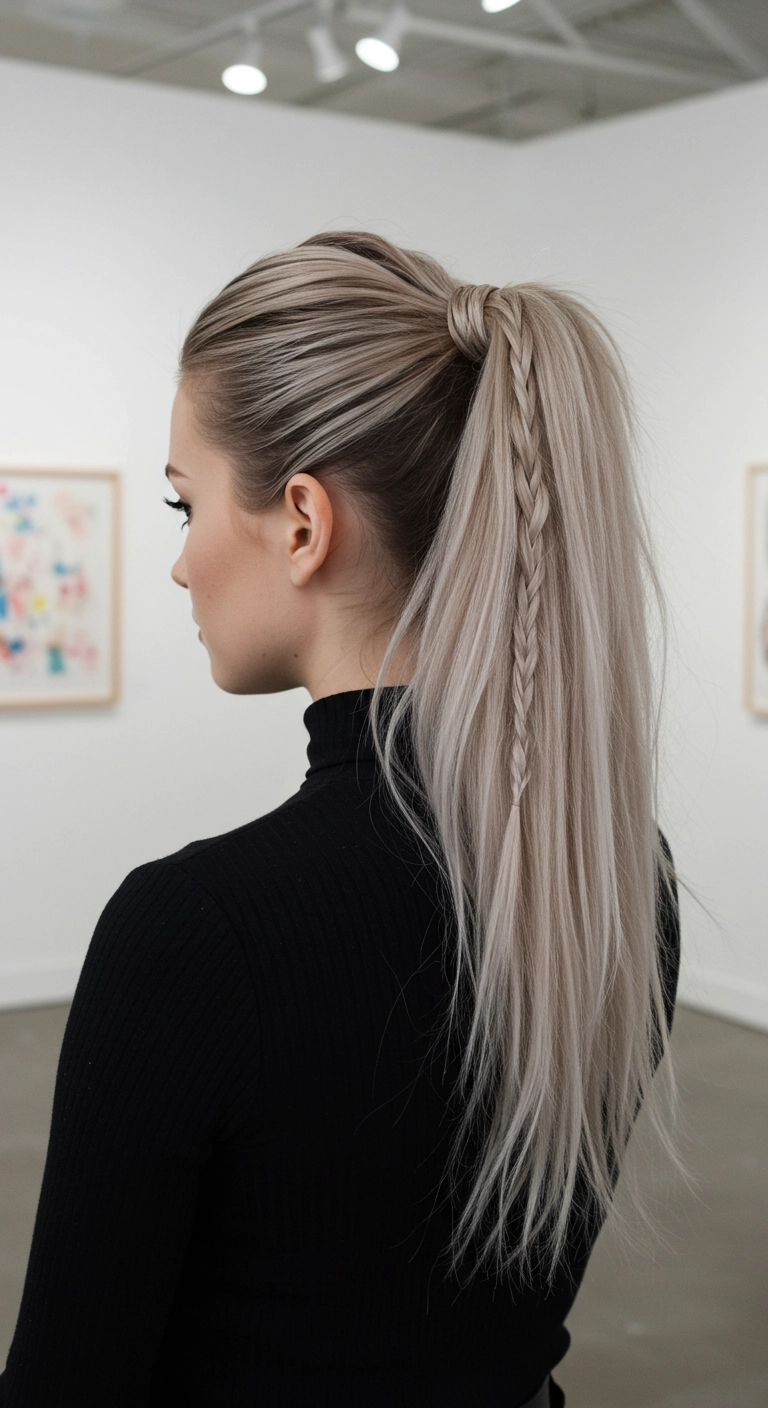 High Sleek Ponytail with Accent Micro Braid