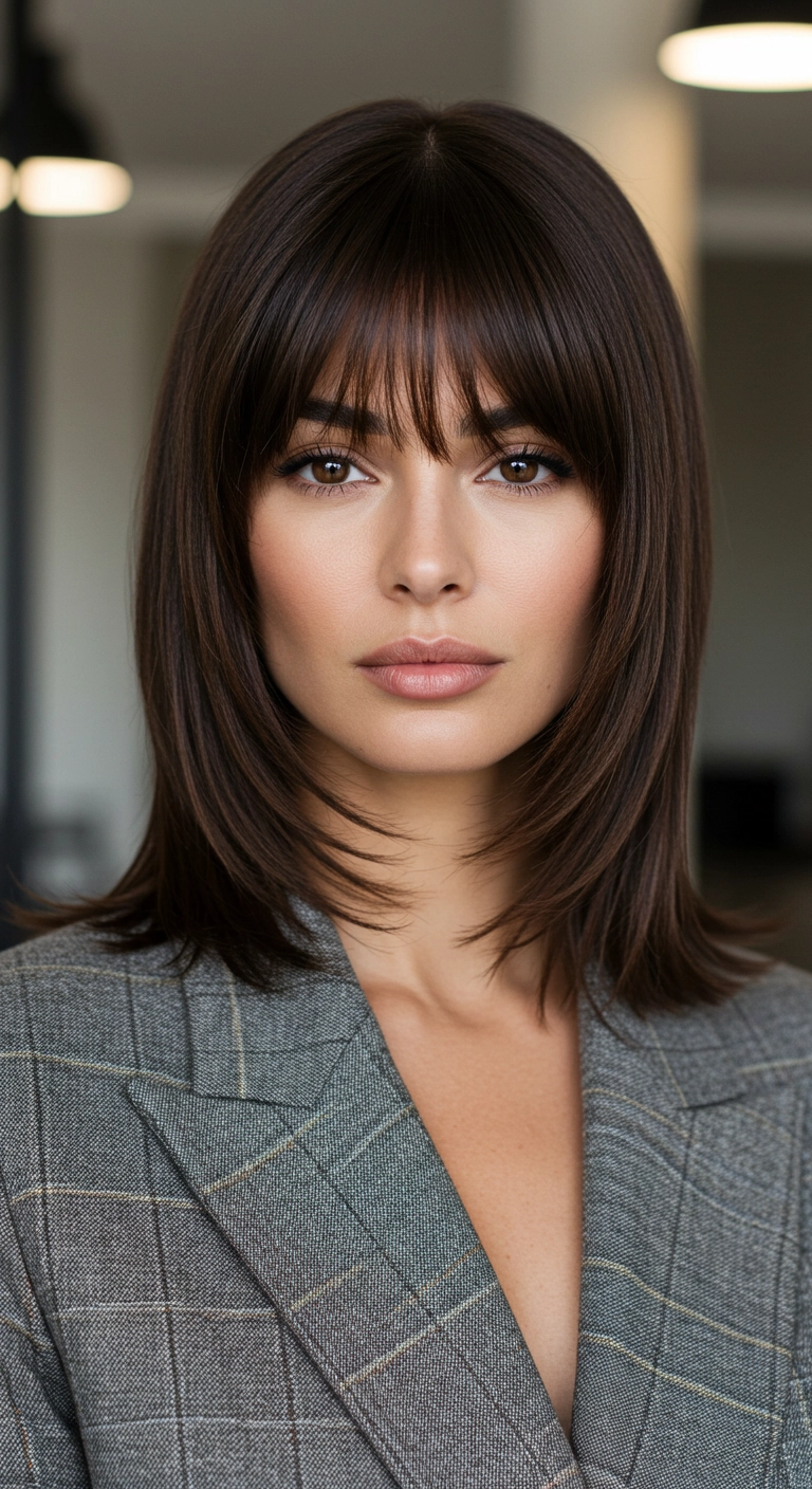 Chic 90s Feathered Lob with Wispy Birkin Bangs