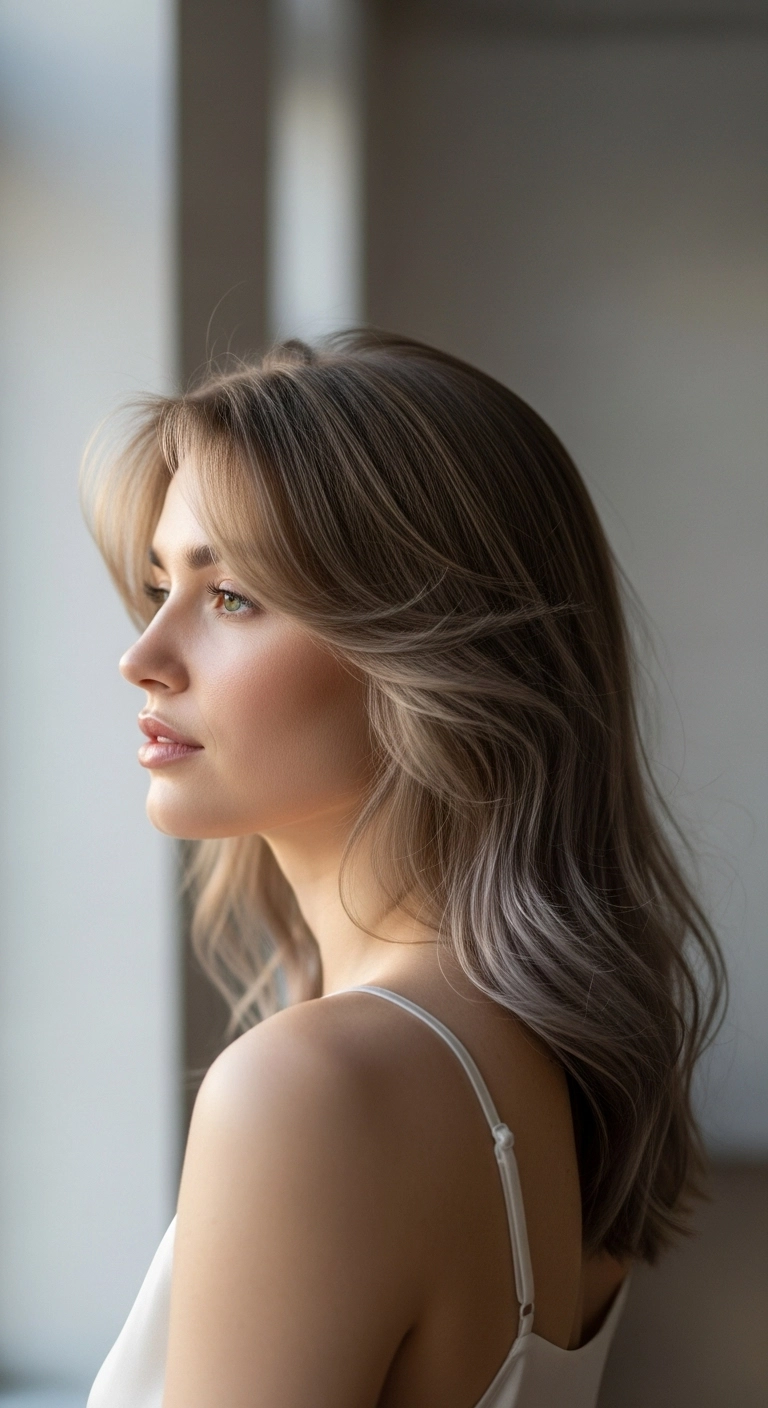Mushroom Ash Blonde Butterfly Cut Blowout