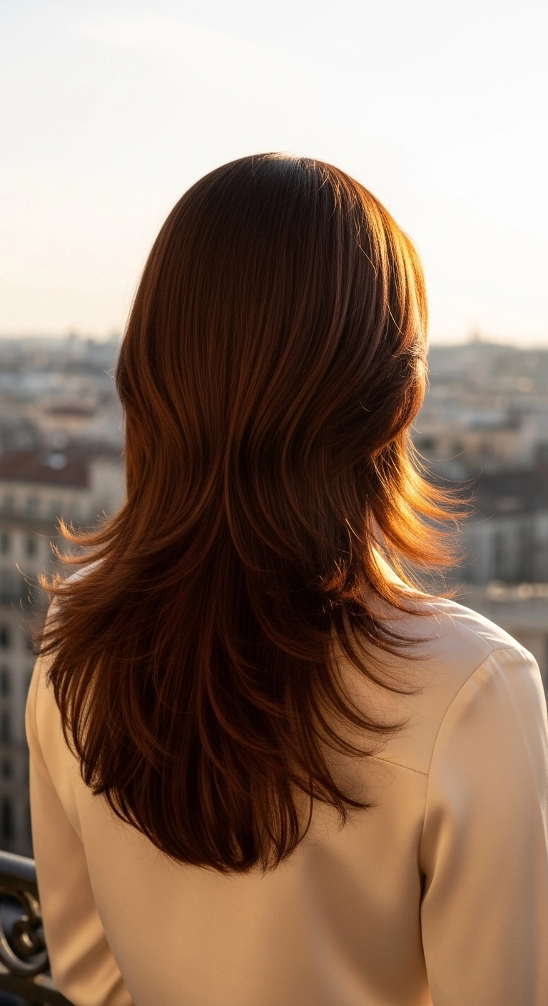 Feathered Auburn Butterfly Blowout with Flipped Layers