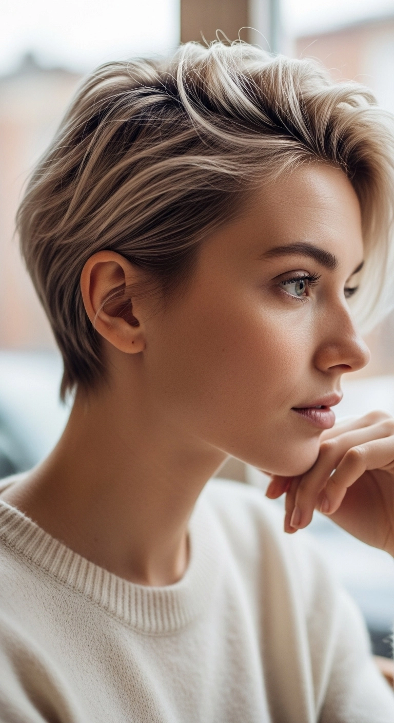 Swept-Back Ash Blonde Textured Bixie
