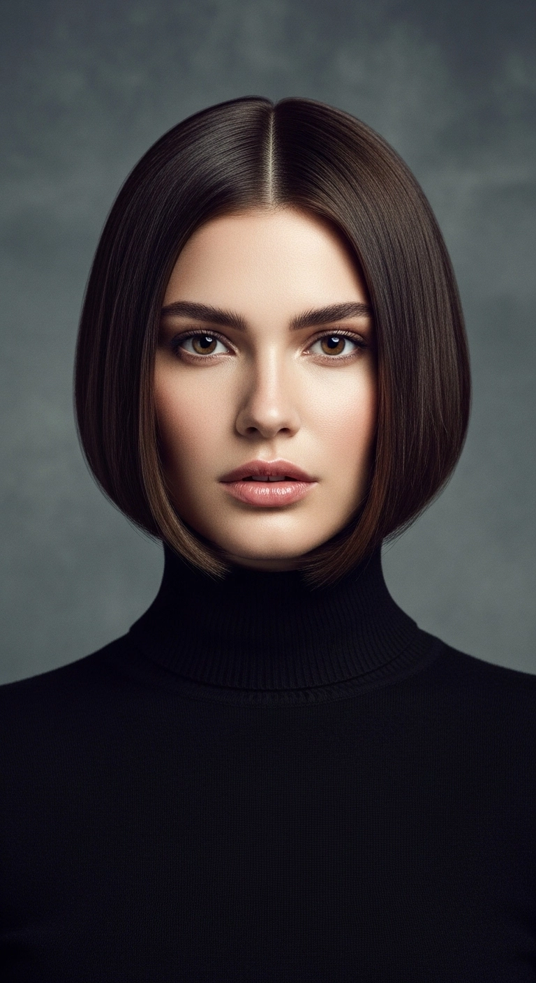 Ultra-Sleek Glass Jawline French Bob