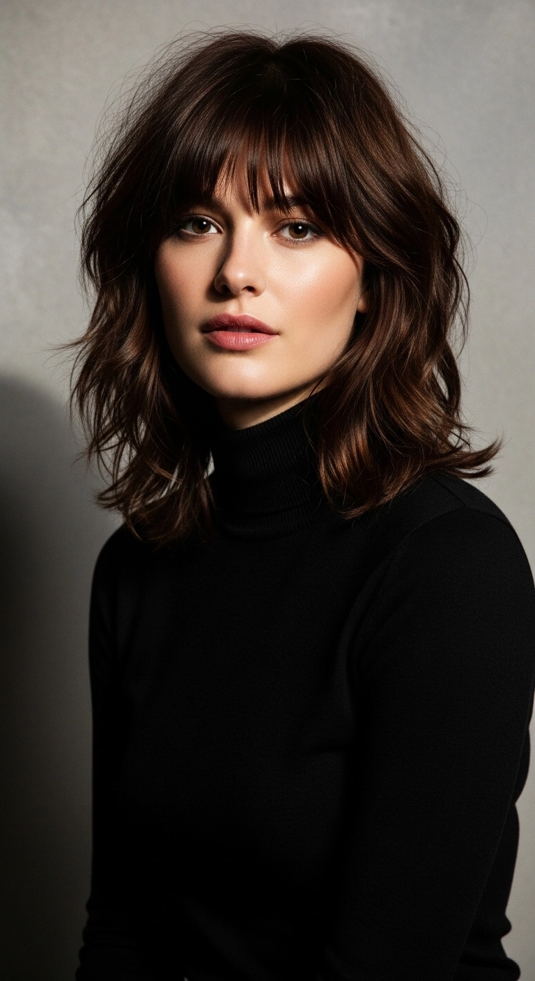 Effortless French-Girl Lob with Wispy Shag Bangs