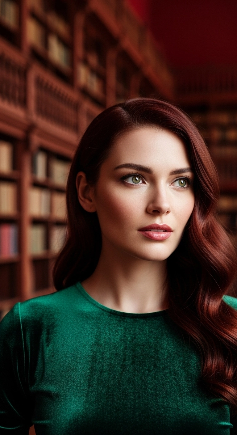 Glossy Deep Auburn Hollywood Glamour Waves