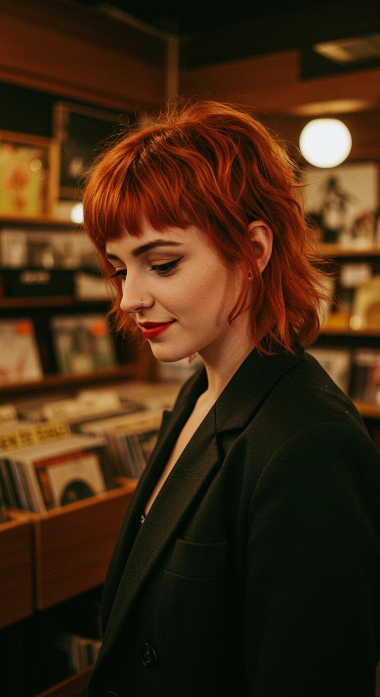 Fiery Copper Shag with Micro Bangs
