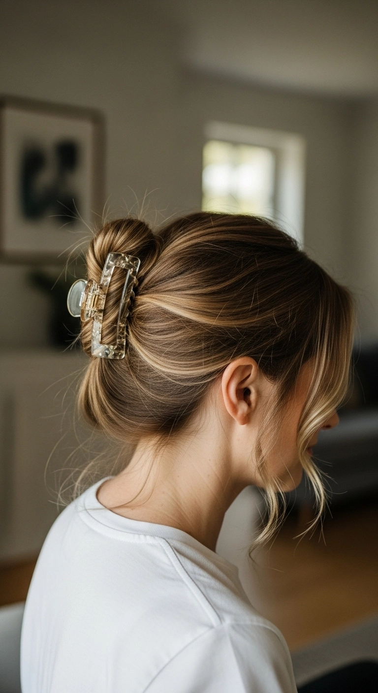 Effortless Claw Clip French Twist with Face-Framing Pieces
