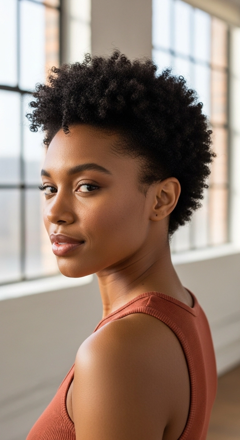 Tapered Natural Coil Pixie Cut
