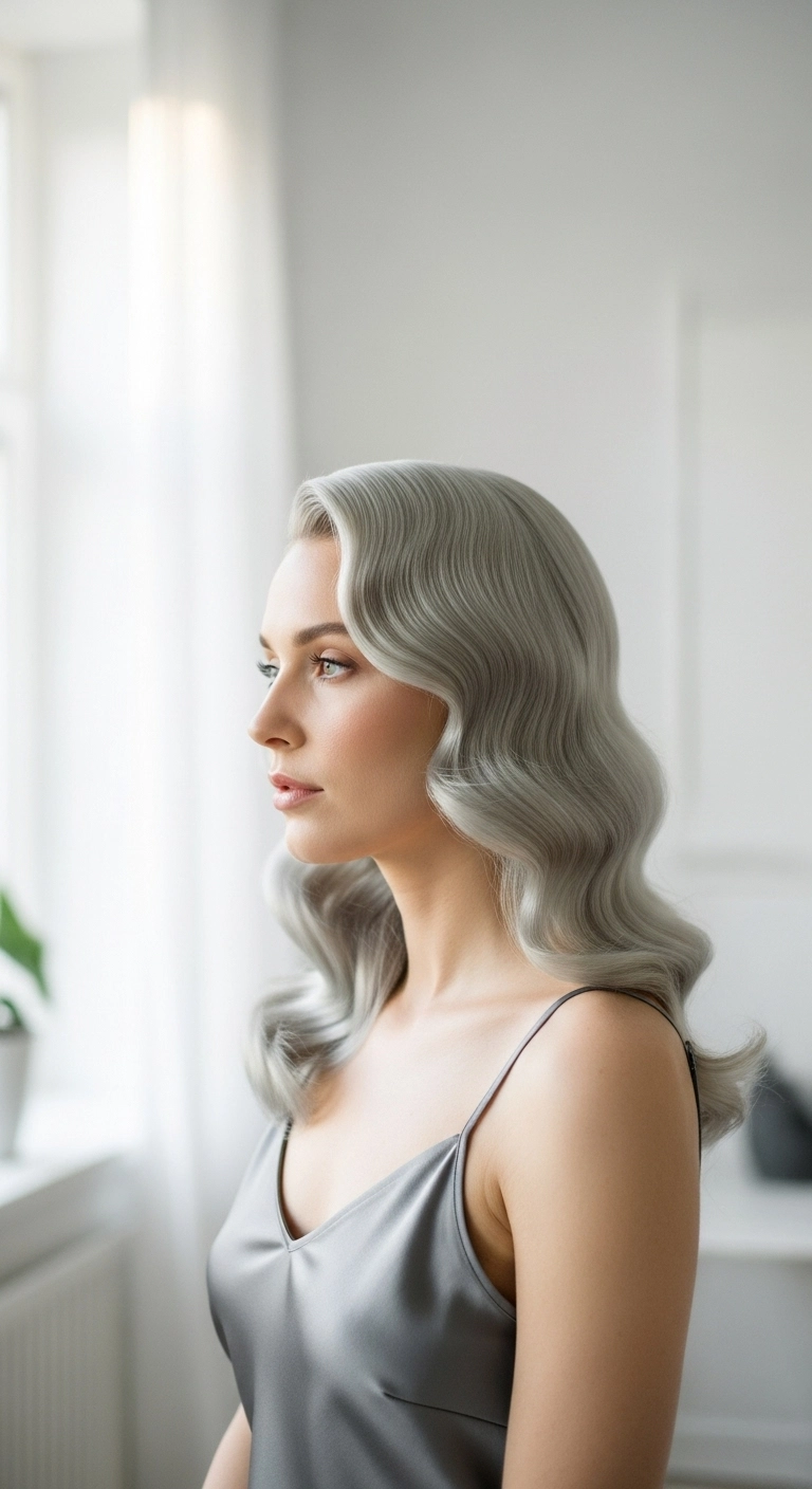 Sculpted Silver Old Hollywood Glamour Waves